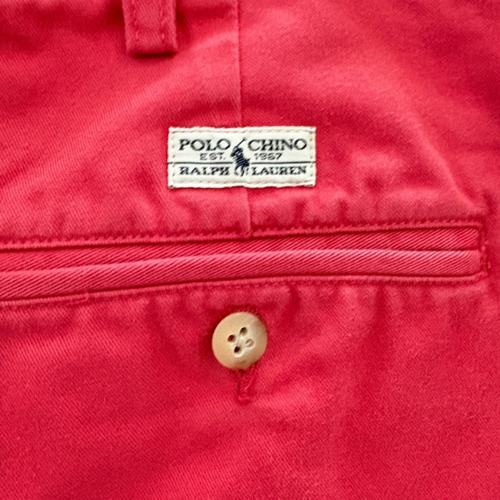 Polo Ralph Lauren Tyler Short Mens 36 Red Pleated Chino Shorts 100% Cotton Bold - Picture 6 of 9